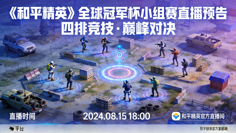 《和平精英》全球冠军杯小组赛直播预告 - 四排竞技战场俯瞰视角