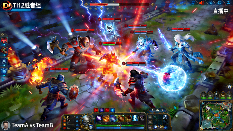 DOTA2国际邀请赛TI胜者组比赛直播画面 - 激烈的团战瞬间