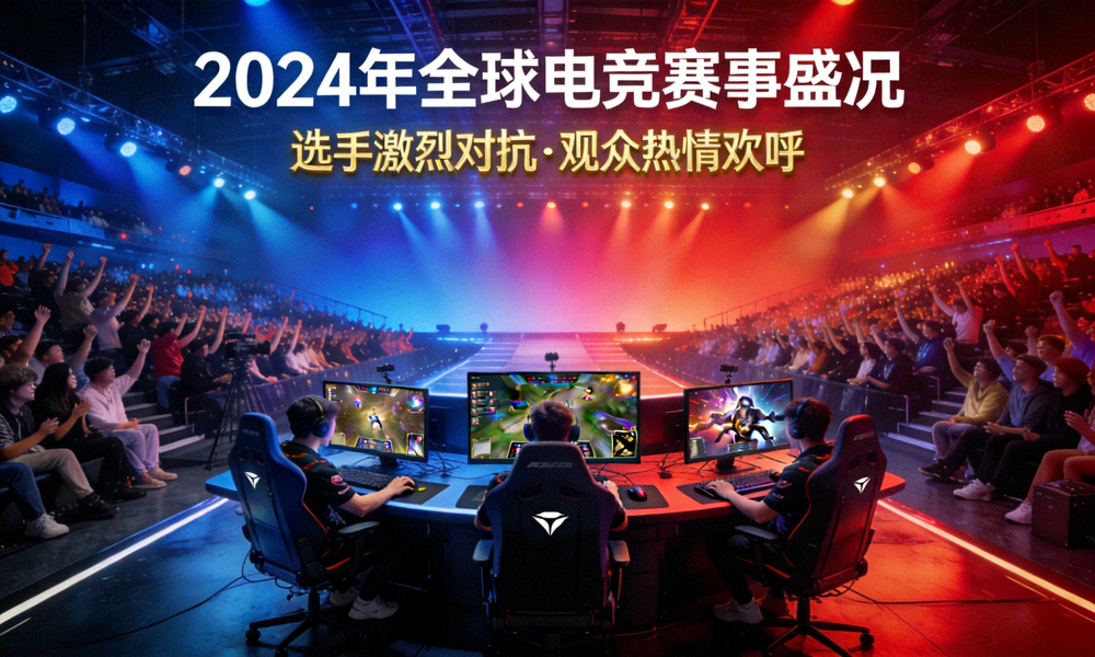 2024年全球电竞赛事盛况全景图 - 现场观众与选手激烈比赛画面