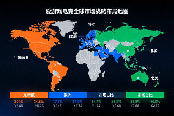 爱游戏电竞全球市场战略布局地图 - 展示东南亚、欧洲、北美等重点区域