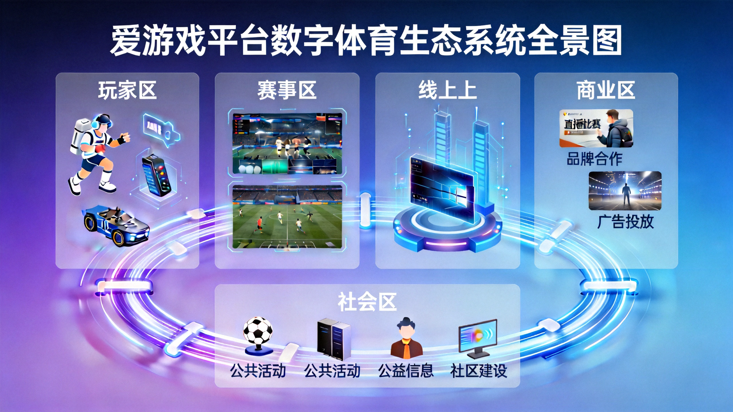 爱游戏平台数字体育生态系统全景图 - 展示从玩家、赛事到商业与社会的完整闭环