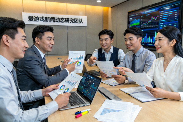 爱游戏新闻动态研究团队工作场景 - 分析师正在讨论市场报告