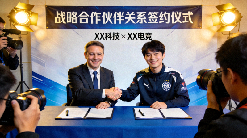 国际知名科技品牌与顶级电竞战队达成战略合作伙伴关系签约仪式现场