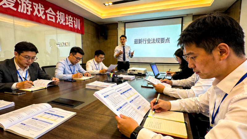爱游戏官方合规培训会议现场照片 - 员工正在学习最新行业法规