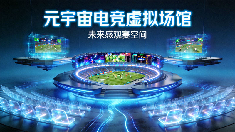 元宇宙电竞虚拟场馆概念设计图 - 未来感十足的观赛空间
