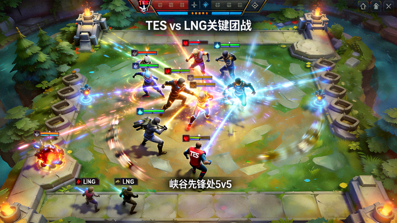 TES对战LNG关键团战截图 - 峡谷先锋处爆发5v5混战