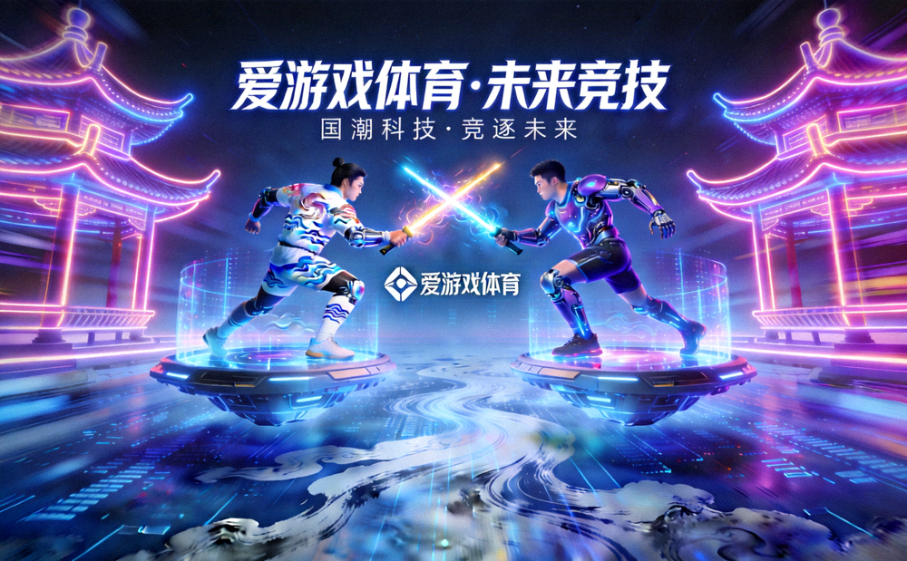 爱游戏体育赛博国潮风格主视觉 - 霓虹未来科技感体育竞技场景全景