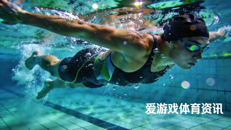 游泳运动员在泳池中划水前进的水下画面，用于爱游戏体育资讯全新解读配图